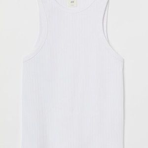 H&M White Ribbed Tank Top Size XL